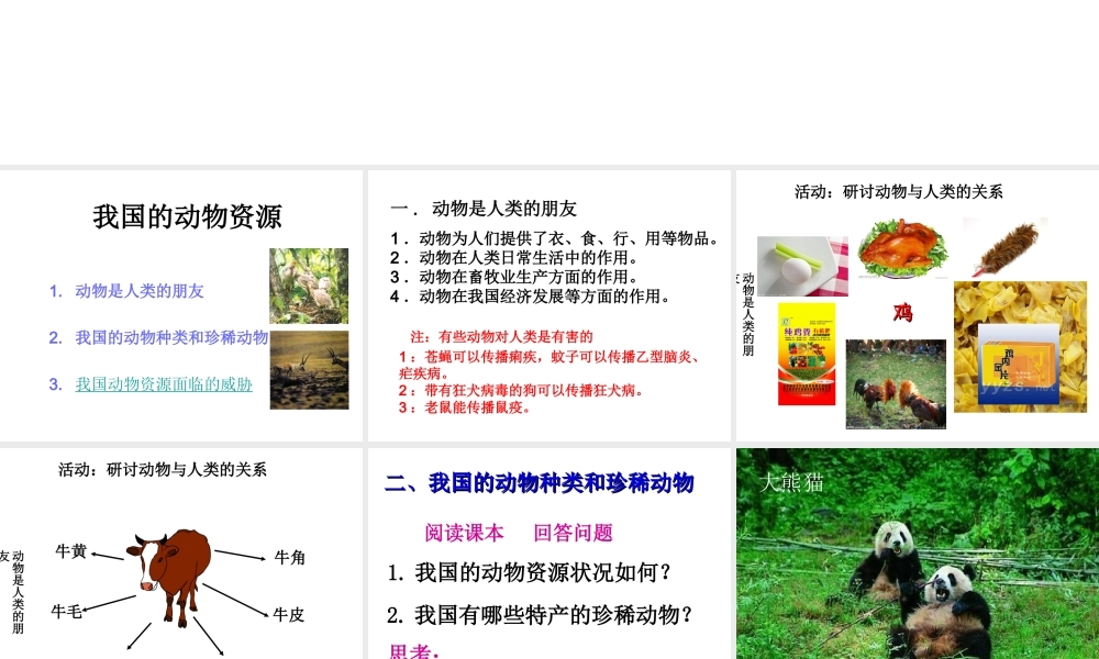 2014年秋八年级生物上册 第十七章 第二节 我国的动物资源课件 （新版）北师大版