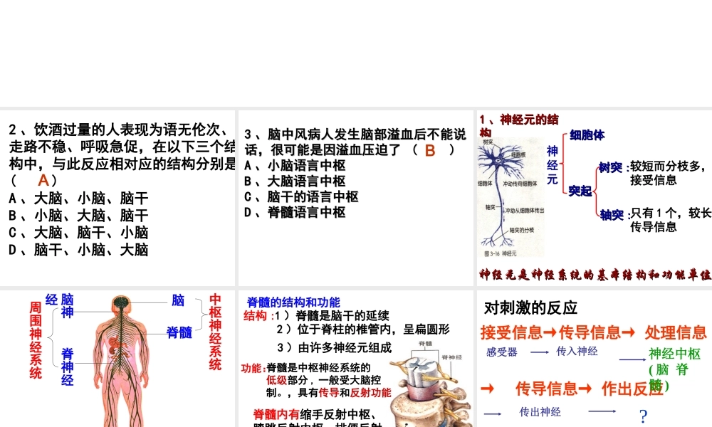 2014七年级生物下册 6.3 神经调节的基本方式课件3 新人教版