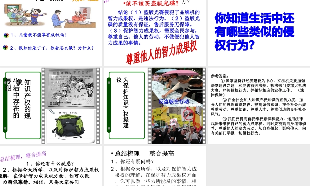 2015春八年级政治下册 第七课 第三框 无形的财产课件 新人教版