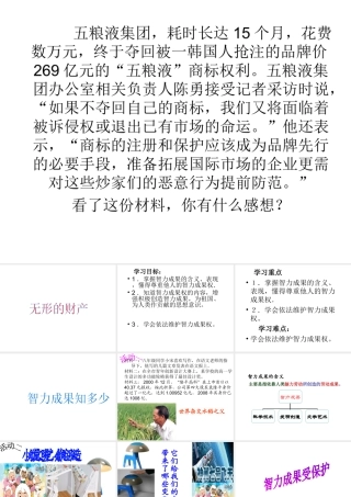 2015春八年级政治下册 第七课 第三框 无形的财产课件 新人教版