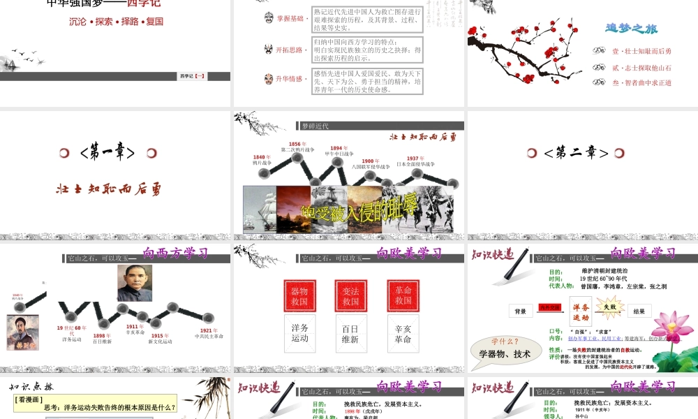 2014秋九年级历史下册 中华强国梦——西学记（一）复习课件 新人教版