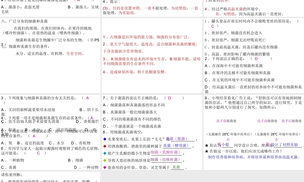2014年秋八年级生物上册 第四章 第一节 细菌和真菌的分布课件2 新人教版