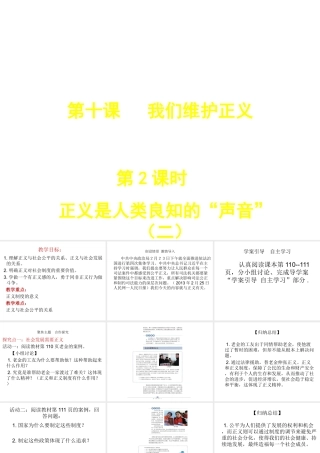 2015春八年级政治下册 第十课 第二框 正义是人类良知的“声音”课件 新人教版
