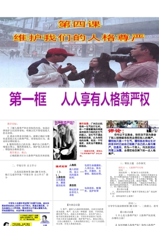 2015春八年级政治下册 第四课 第一框 人人享有人格尊严权课件 新人教版