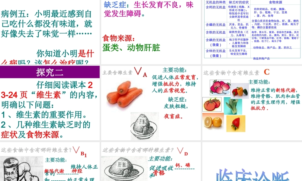 2014七年级生物下册 第一节 食物中的营养物质(第二课时)课件 新人教版