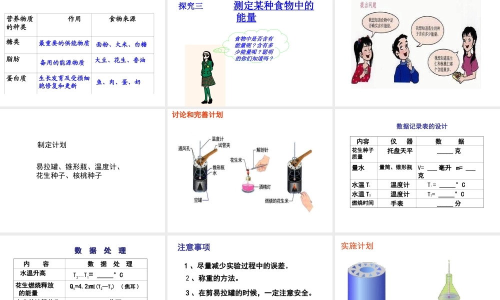 2014七年级生物下册 第一节 食物中的营养物质(第一课时)课件 新人教版