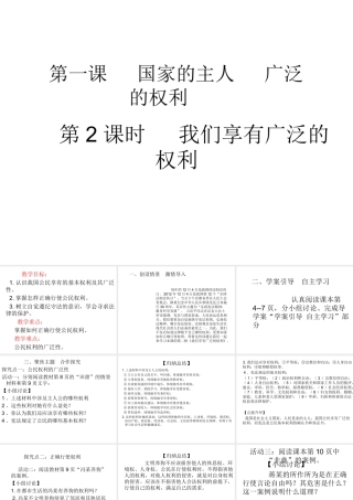 2015春八年级政治下册 第一课 第二框 我们享有广泛的权利课件 新人教版