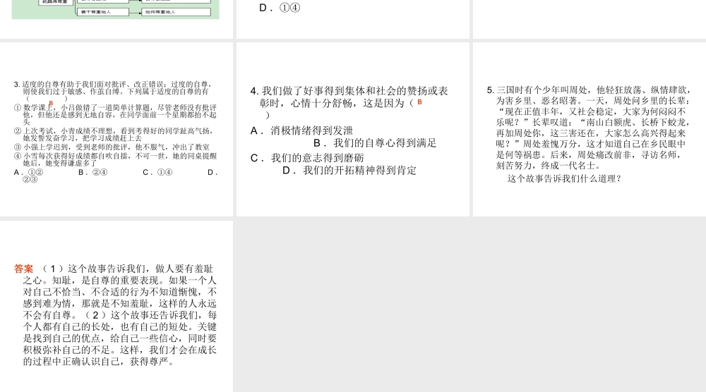 2014七年级政治下册 珍惜无价的自尊对点助学课件 新人教版
