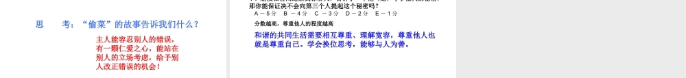 2015春七年级政治下册 第1单元 第1课 第2框 尊重他人是我的需要课件 新人教版