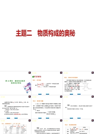 2014中考化学复习方案 主题二 物质构成的奥秘课件 新人教版