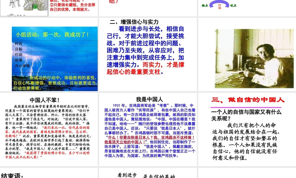 2015春七年级政治下册 第1单元 第2课 第3框 唱响自信之歌课件 新人教版