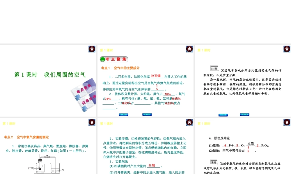 2014中考化学复习方案 主题一 身边的化学物质课件 新人教版