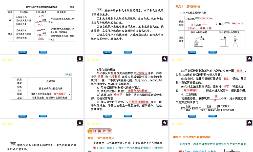 2014中考化学复习方案 主题一 身边的化学物质课件 新人教版
