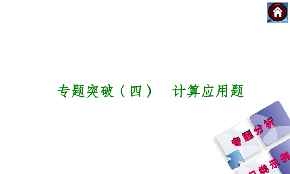 2014中考化学复习方案 专题突破四 计算应用题（专题分析+归类示例，含2013中考真题）权威课件