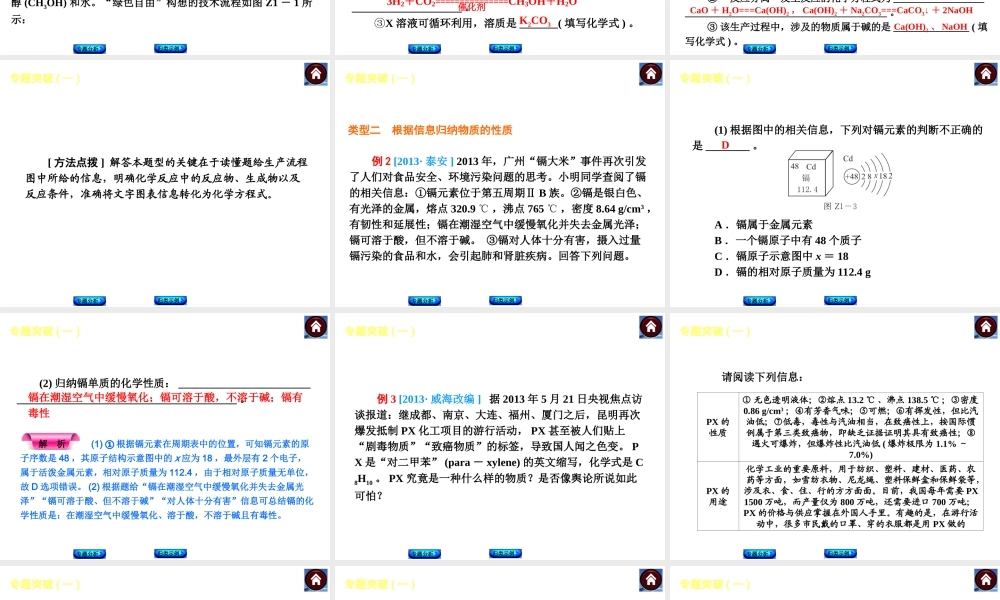 2014中考化学复习方案 专题突破一 信息给予题（专题分析+归类示例，含2013中考真题）权威课件