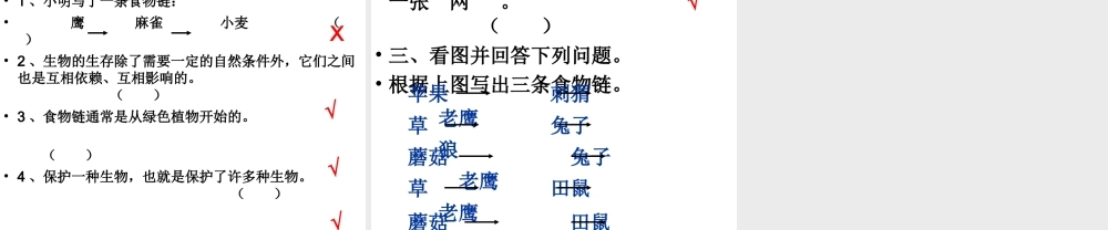 2014年秋八年级生物下册 第六单元 第二节 食物链和食物网课件 济南版