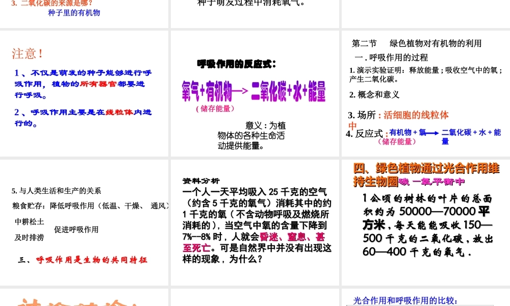 2014秋七年级生物上册 第三单元 第五章 第二节 绿色植物的呼吸作用课件 （新版）新人教版