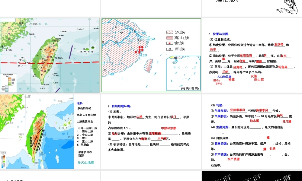 2015年八年级地理下册《第八章 第二节 台湾省的地理环境与经济发展》课件 （新版）湘教版