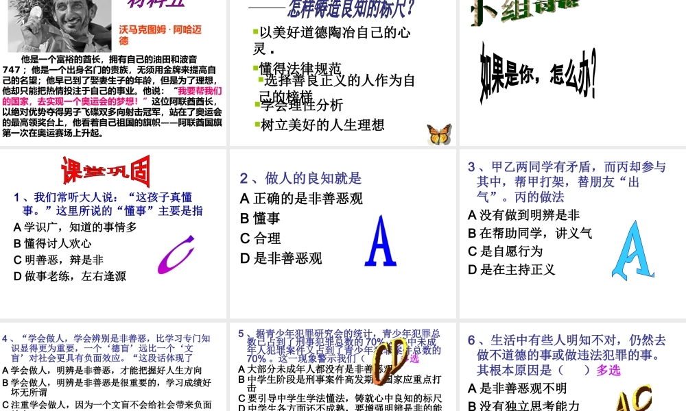 2014年秋八年级政治上册 第一单元 第2课 明辨是非课件 粤教版