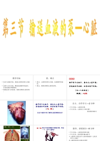 2014秋七年级生物下册 第四章 第三节 输送血液的泵—心脏（第2课时）课件 新人教版