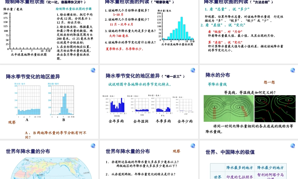 2014秋七年级地理上册 第三章 第三节 降水的变化与分布课件1 （新版）新人教版