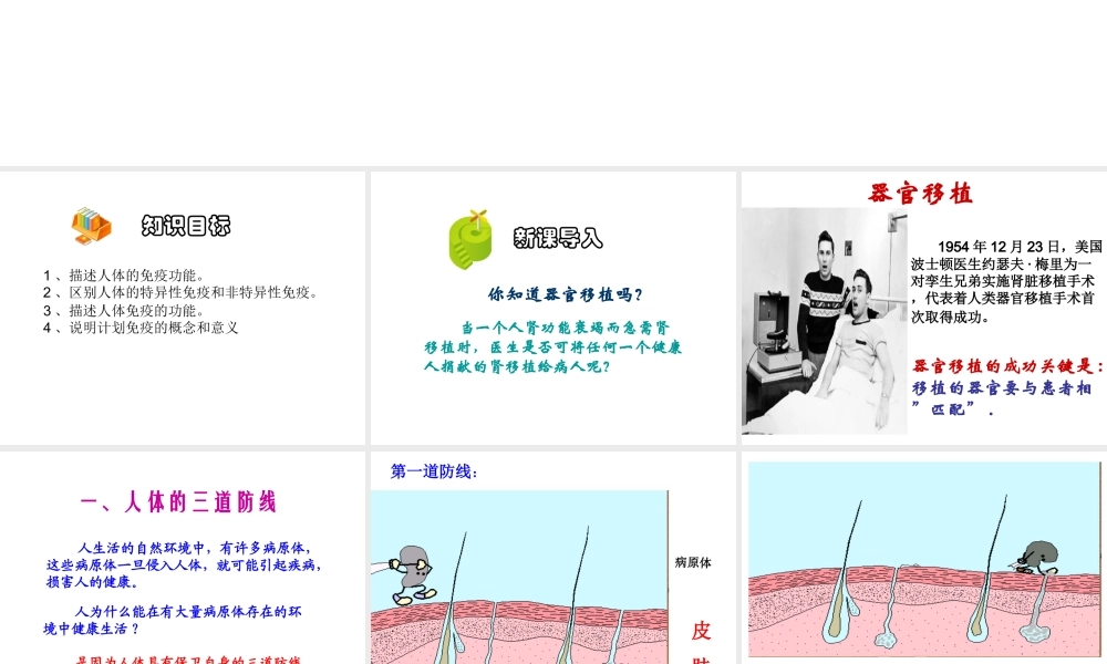 2015年八年级生物下册 8.1.2 免疫与计划免疫课件 新人教版