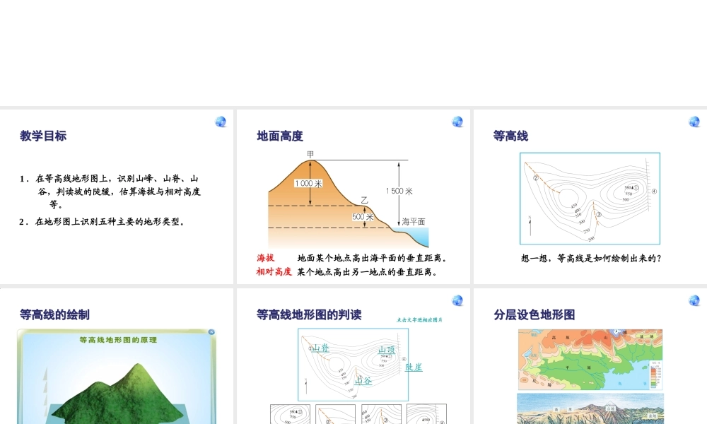 2014秋七年级地理上册 第一章 第四节 地形图的判读课件1 （新版）新人教版