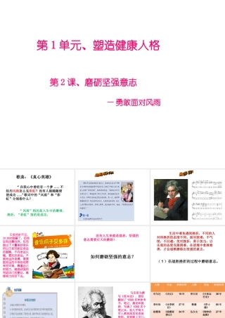 2015年八年级政治下册 第2课 磨砺坚强意志（第4课时）课件 北师大版