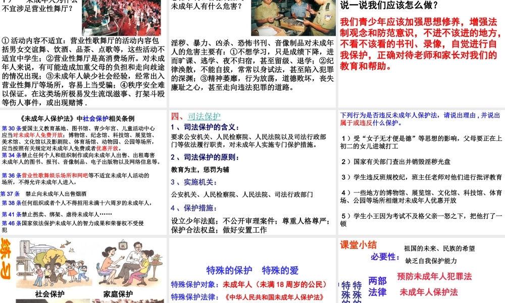 2014秋七年级政治下册 第八课 第一框 特殊的保护 特殊的爱课件 新人教版