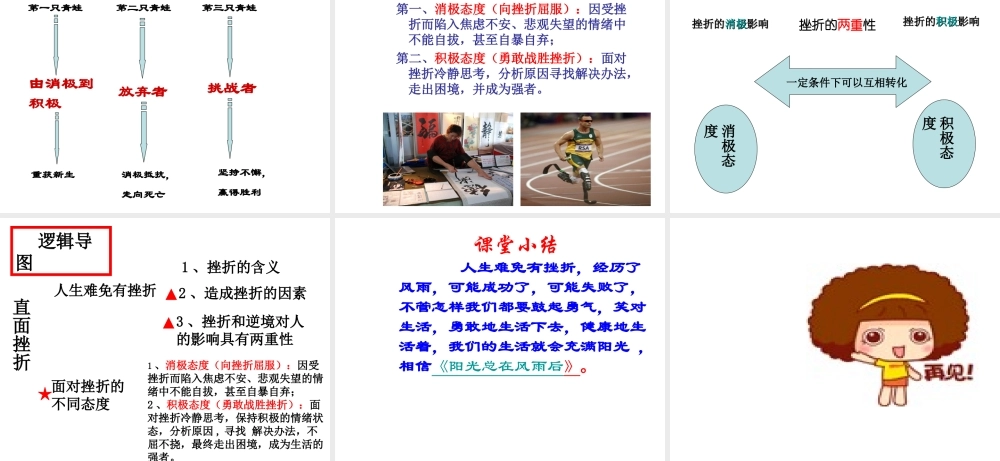 2014秋七年级政治下册 第六单元 第一课 直面挫折课件 粤教版