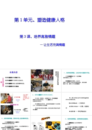 2015年八年级政治下册 第3课 培养高雅情趣（第3课时）课件 北师大版