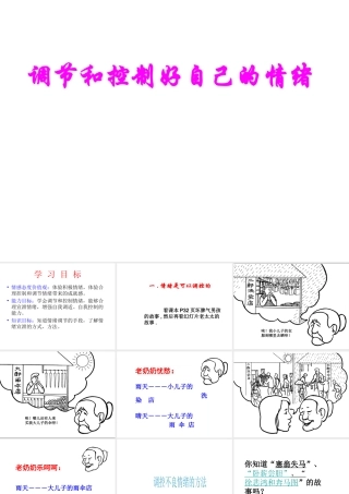 2014秋七年级政治下册 第十三课 第二框 调节和控制好自己的情绪课件3 鲁教版