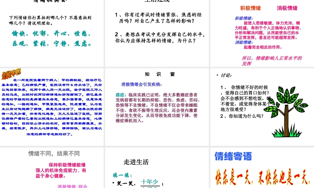 2014秋七年级政治下册 第十三课 第一框 你了解自己的情绪吗课件 鲁教版