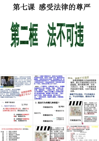 2014秋七年级政治下册 第四单元 第七课 第二框 法不可违课件 新人教版