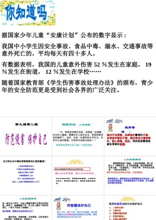 2014秋七年级政治上册 第4单元 第9课 第二框 防范侵害保护自己课件 新人教版