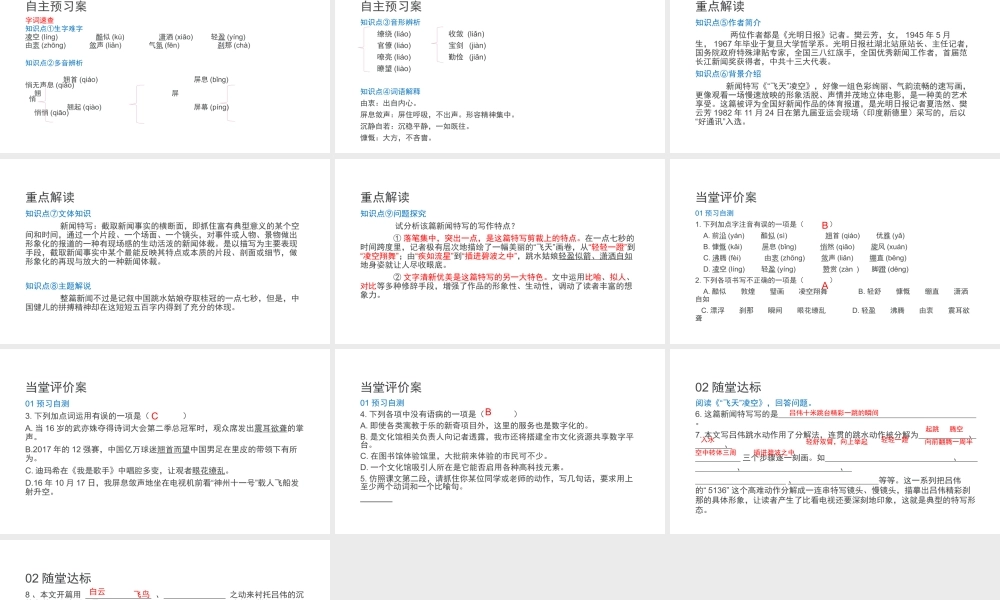 2017八年级语文上册 第三单元 3“飞天”凌空 跳水姑娘吕伟夺魁记课件 新人教版