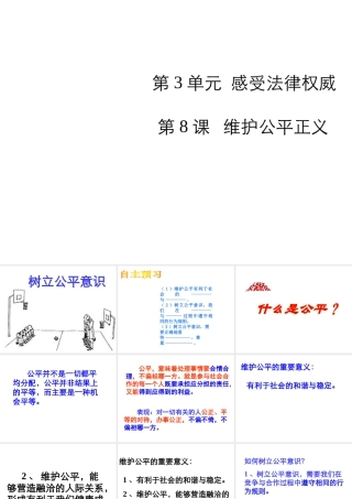 2015年八年级政治下册 第8课 维护公平正义（第1课时）课件 北师大版