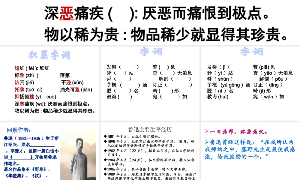 2017八年级语文上册 第三单元 第5课《藤野先生》课件 新人教版