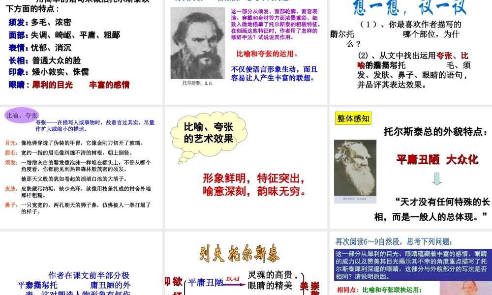 2017八年级语文上册 第三单元 第7课《列夫托尔斯泰》课件 新人教版