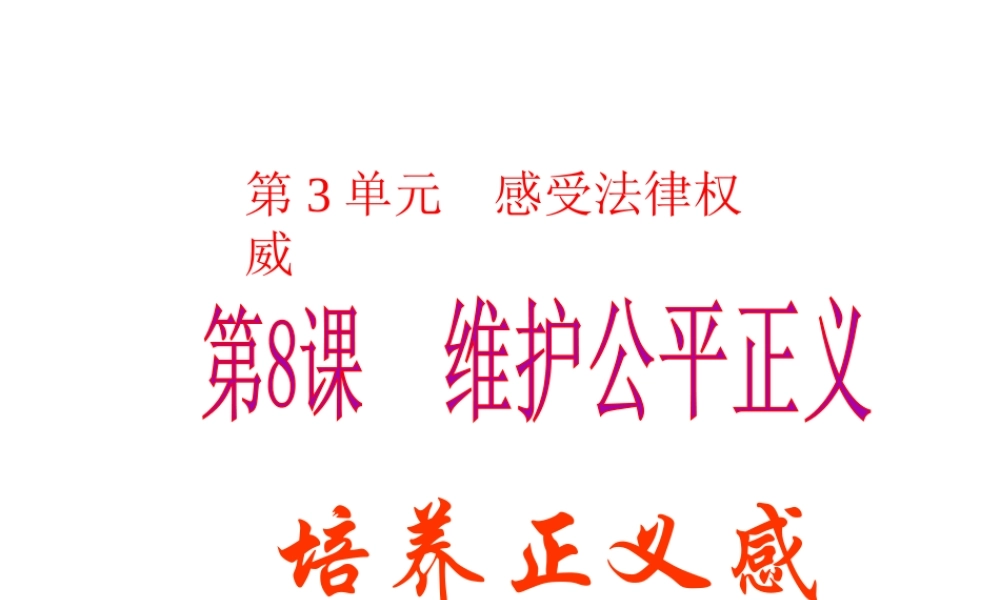 2015年八年级政治下册 第8课 维护公平正义（第4课时）课件 北师大版