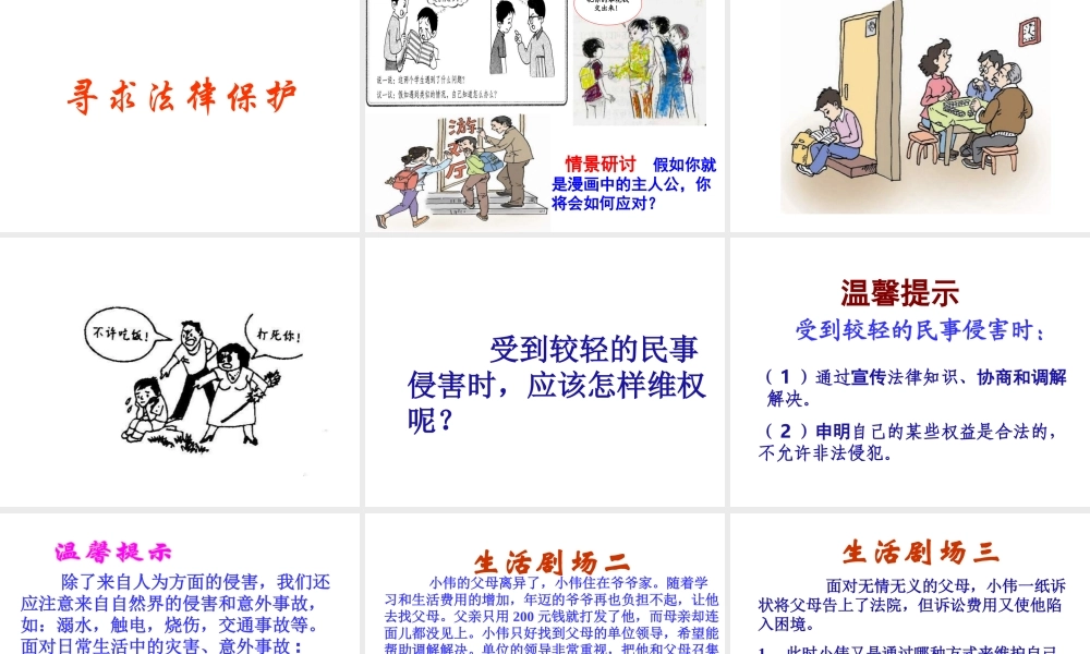 2015年八年级政治下册 第9课 寻求法律帮助（第1课时）课件 北师大版