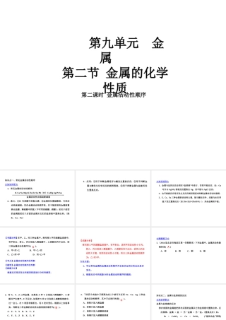 2015届九年级化学下册 9.2.2 金属活动性顺序同步精品课件（基础版）（新版）鲁教版