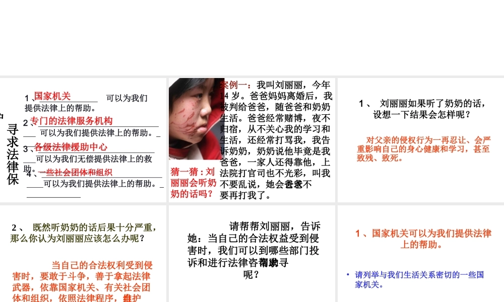 2015年八年级政治下册 第9课 寻求法律帮助（第3课时）课件 北师大版