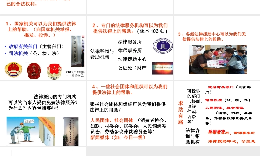 2015年八年级政治下册 第9课 寻求法律帮助（第3课时）课件 北师大版