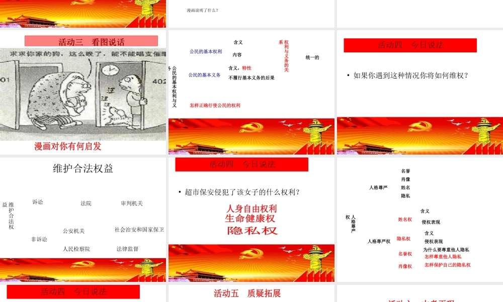 2015届中考政治 第四单元 权利和义务专题复习课件