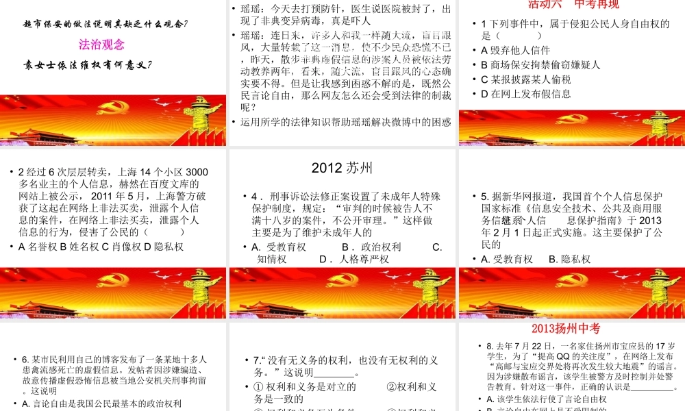 2015届中考政治 第四单元 权利和义务专题复习课件