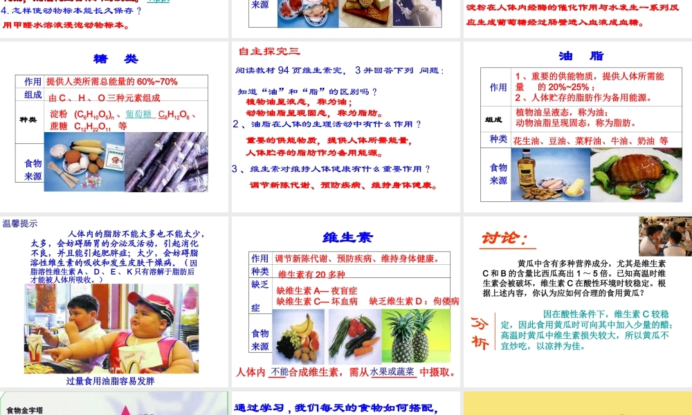 2015年春九年级化学下册 第十二单元 课题1 人类重要的营养物质课件 （新版）新人教版