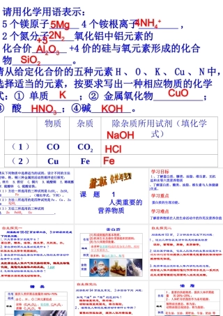 2015年春九年级化学下册 第十二单元 课题1 人类重要的营养物质课件 （新版）新人教版