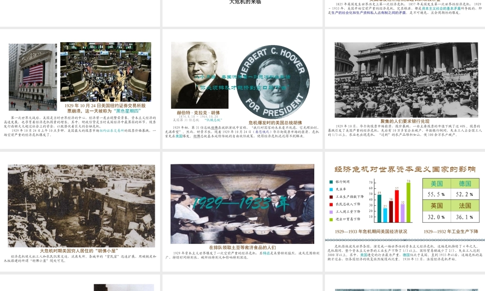 2017春九年级历史下册 世界现代史 第二学习主题 凡尔赛—华盛顿体系 第8课 经济危机和罗斯福新政教学课件 川教版