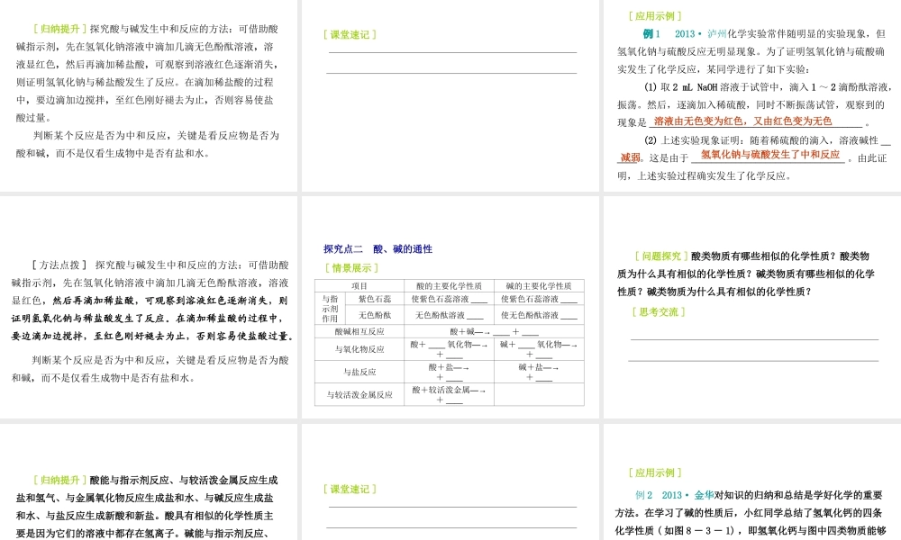 2015九年级化学下册 8.3 酸和碱的反应精品课件 （新版）粤教版
